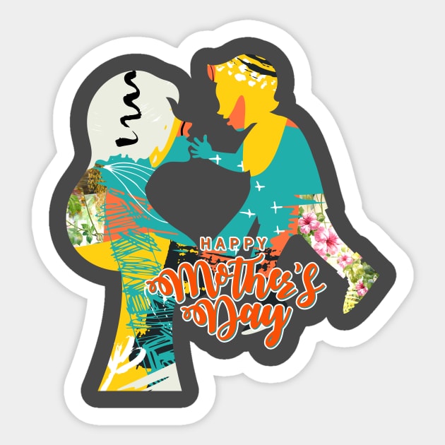 Happy mothers day Mother And Child Sticker by Shop design